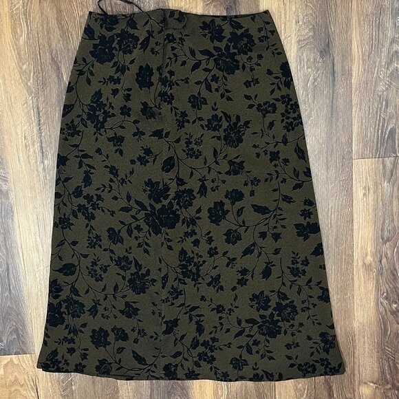 Vintage Y2K Jones New York 12P Dark Rose Witchy Practical Magic Maxi Fall Skirt - Picture 1 of 10